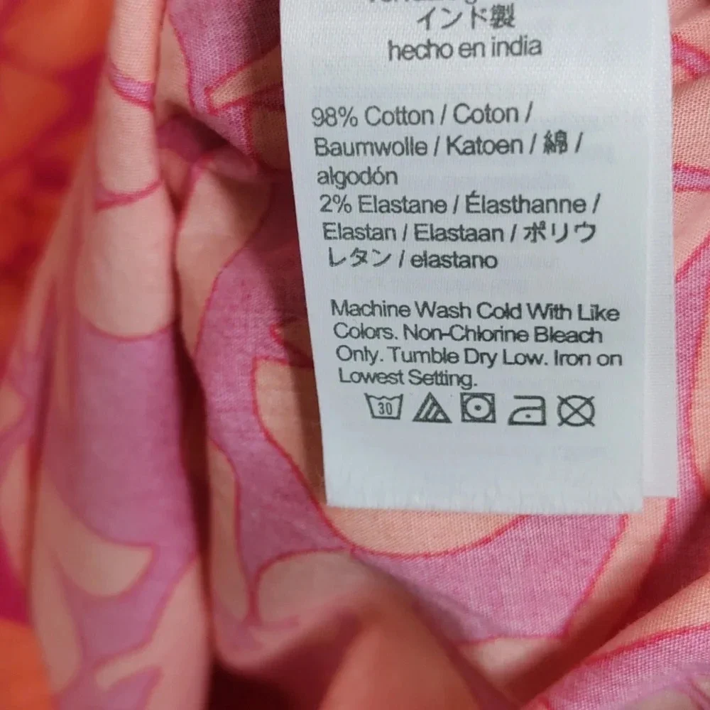 JCrew Pink Orange Tropical Floral Tiered Midi Boho V-Neck Vacation Dress Size 8 - Picture 7 of 8